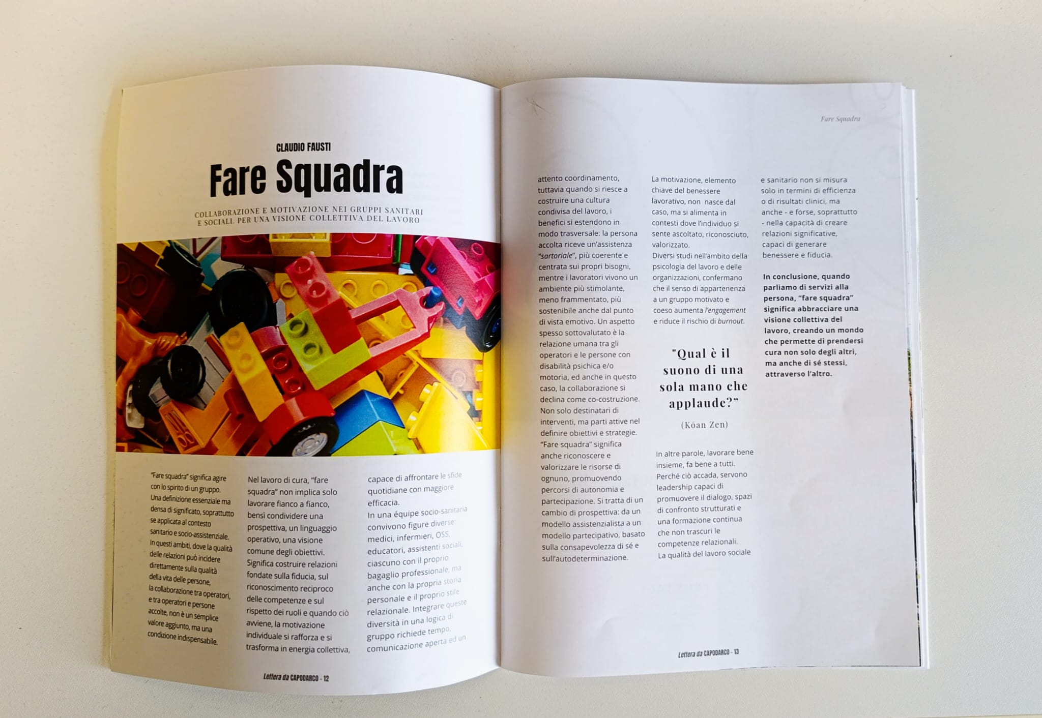 Fare Squadra. Per una visione collettiva del lavoro – Articolo tratto da “Lettera da CAPODARCO N.0”